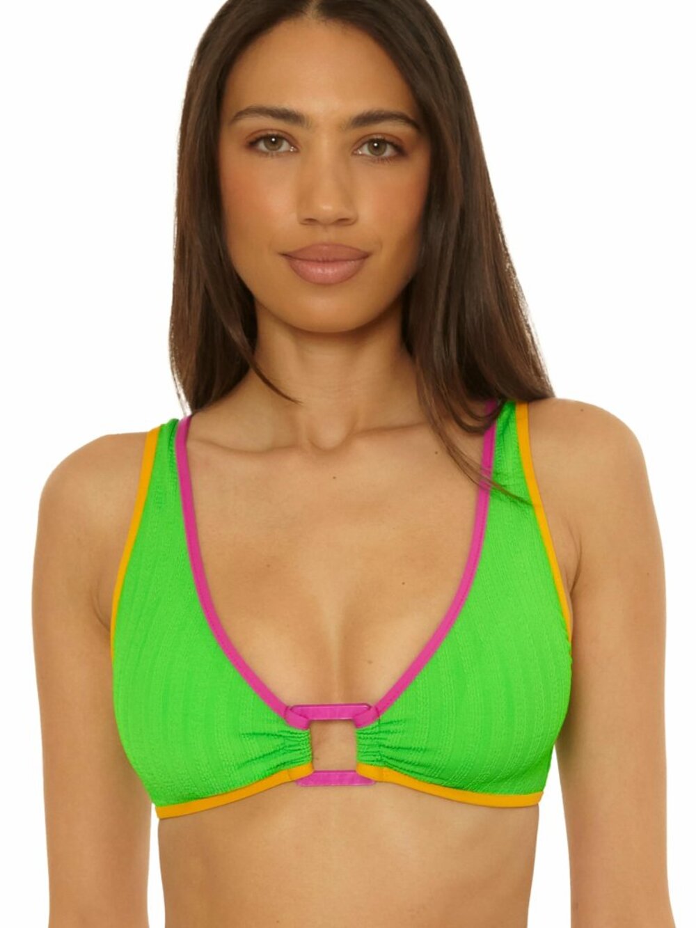BECCA CRINKLE CRUSH COLOR BLOCK BRALETTE TOP IN SIZES MEDIUM AND D-CUP